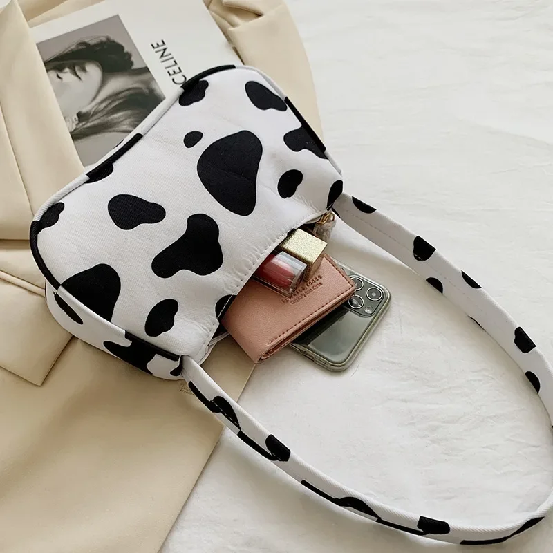 Borsa da donna Fashion Design Retro Cow Zebra Leopard Printing borsa ascellare a tracolla Casual Ladies Small Purse Shopper Handbags