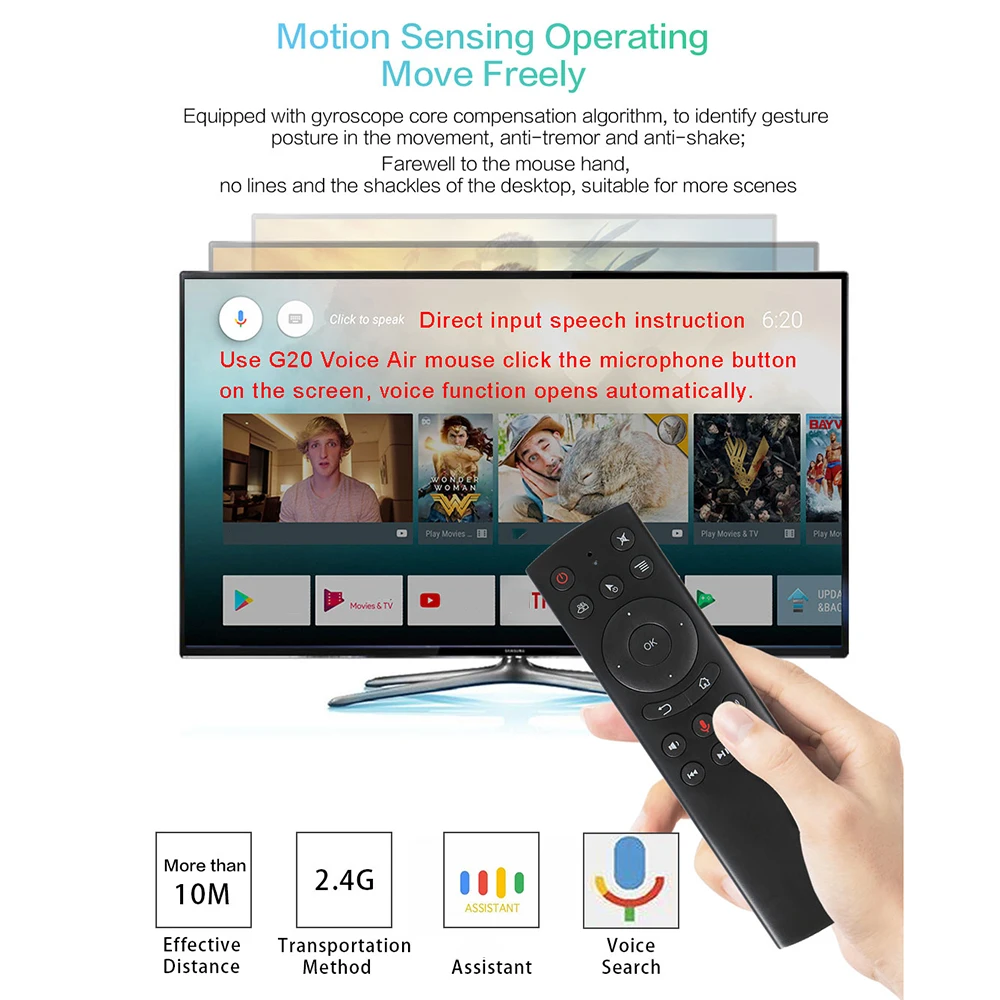 Voice Remote Control G20BTS G20S 2.4G Wireless Mini Kyeboard Air Mouse with Microphone IR Learning for Android TV Box G20S