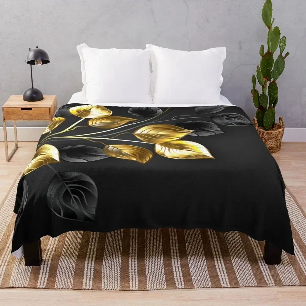 

Background with Gold and Black Branches Throw Blanket