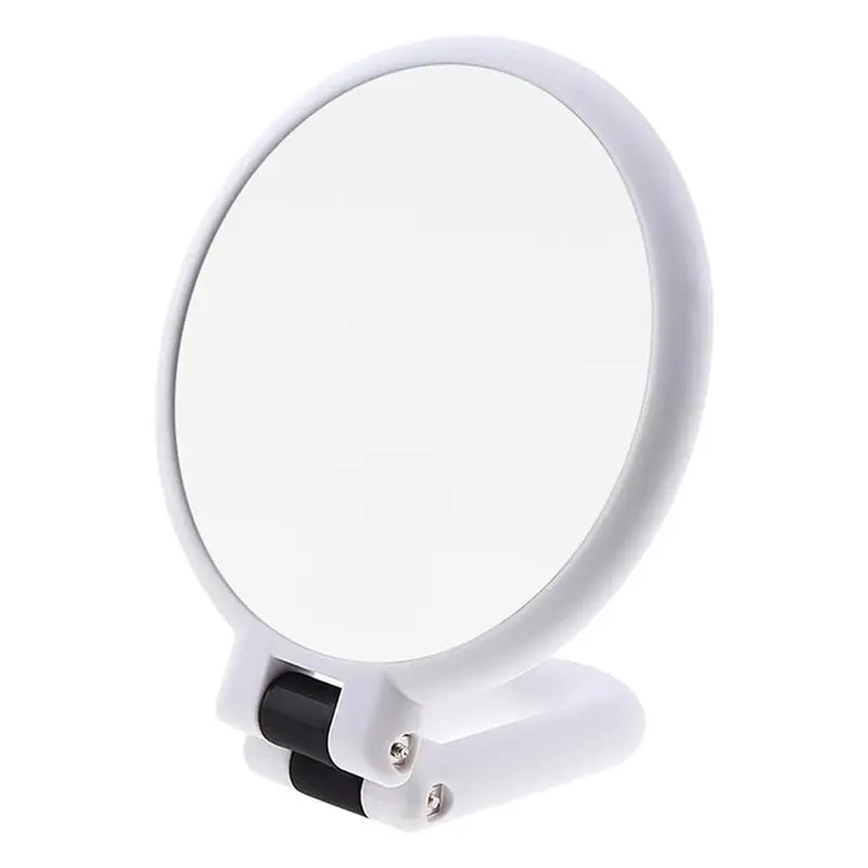 GOOD-Handheld Travel Hand Mirror With Handle-Makeup Magnifying Mirror Double-Sided Adjustable Stand 50X