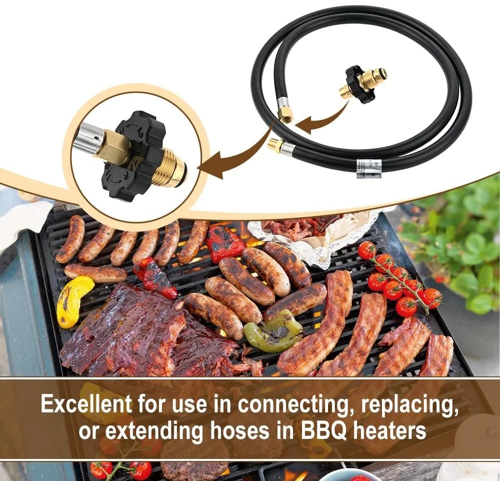 1/4 In NPT Propane Appliance Extension 5ft High Pressure Hose For Gas Grill Soft Nose POL Fitting 1/4