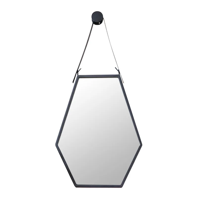 

Creative metal makeup mirror Nordic simple bathroom washbasin polygonal household hanging mirror dressing
