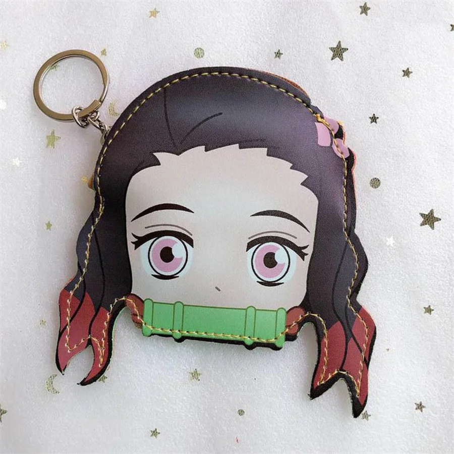 Kimetsu No Yaiba Kamado Nezuko Hashibira Inosuke Coin Wallet Purse Keychain PU Cartoon Wallet Key Pendant