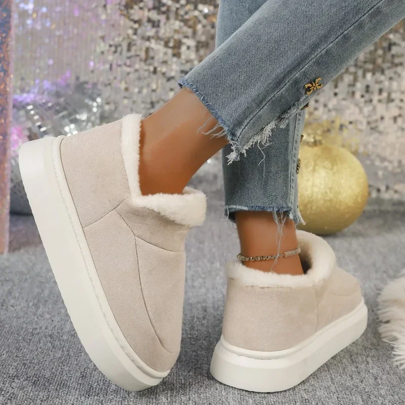 Ladies Shoes 2024 High Quality Slip-on Women\'s Boots Fashion Round Toe Daily Boots Women New Plus Size Short Plush Snow Boots