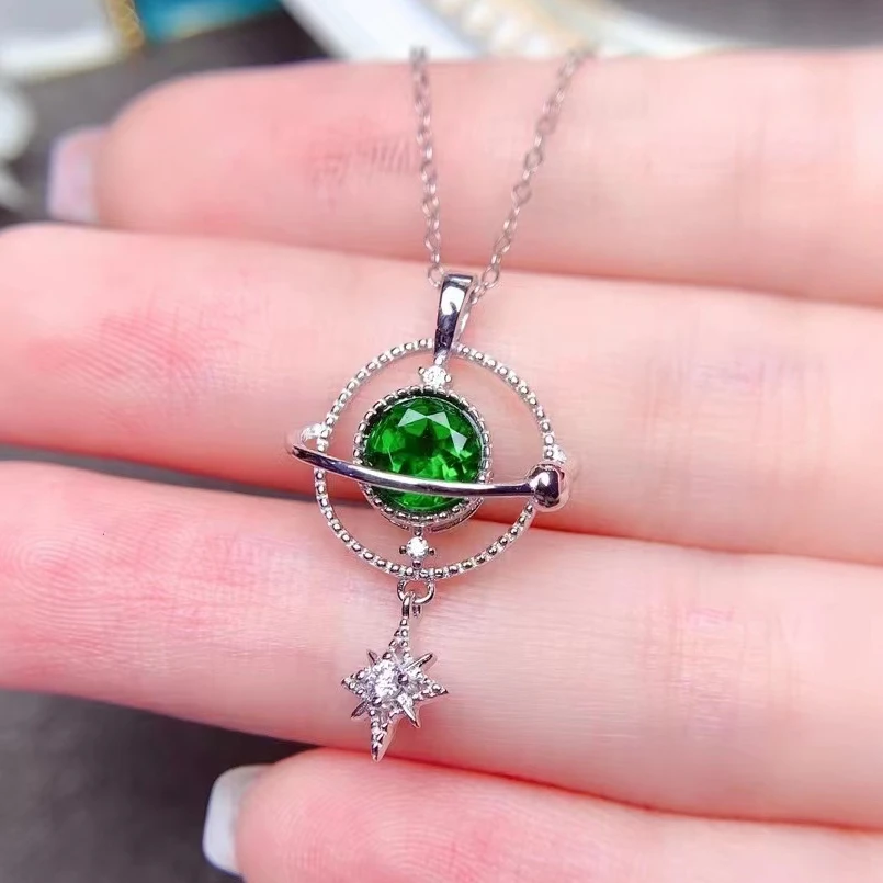 0.8ct Natural Diopside Pendent 6mm*6mm Chrome Diopside Necklace Pendant Birthday Gift for Woman