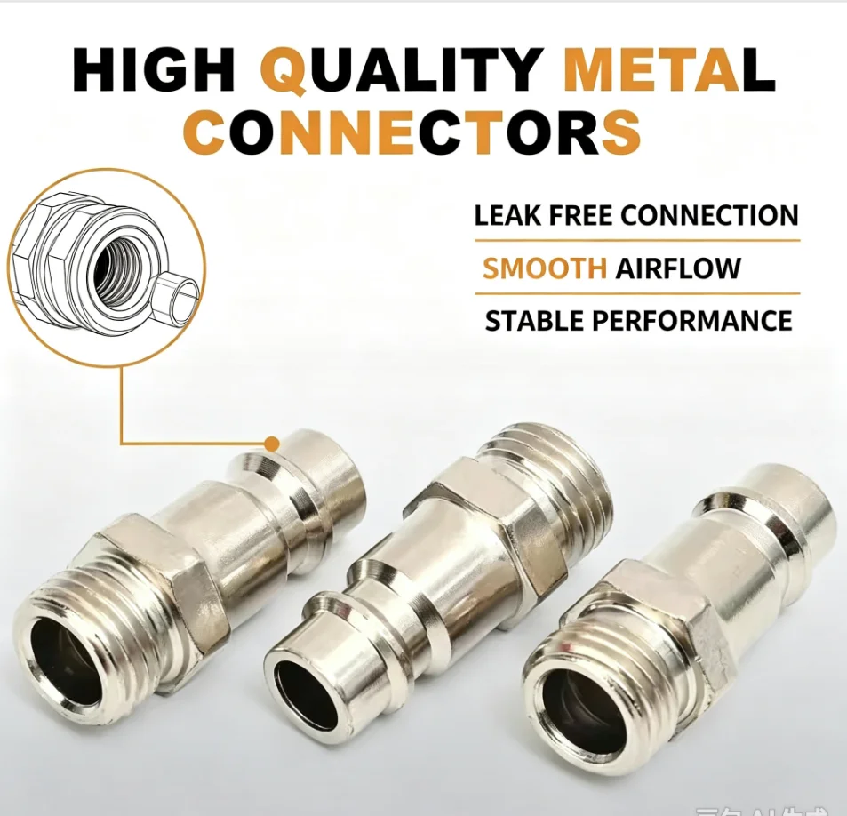 20/5pcs EU Pneumatic Quick Release Air Hose Fitting External Thread Quick Coupling Connector Compressor Accessories 1/4 Inch