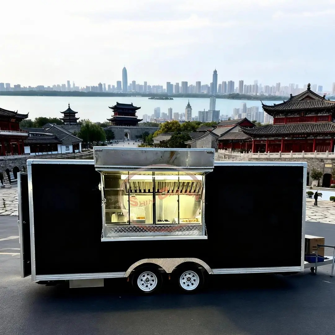 

High-Load-Bearing Towable Outdoor Vendor Cart, Multifunctional Mobile Food Snack Trailer, Commercial Tool for Markets