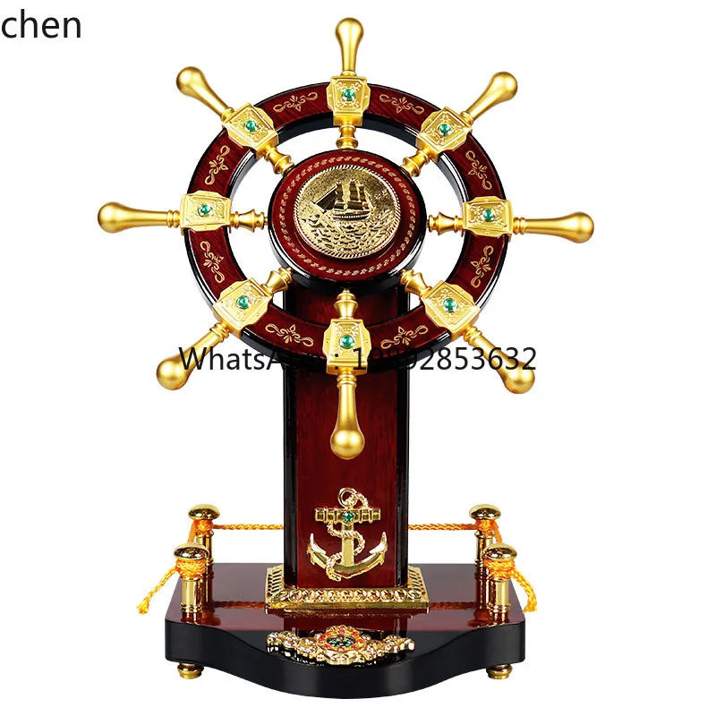 

opened the store, landing pilot rudder helmsman ornament, living room office wooden ornament, desktop gift.