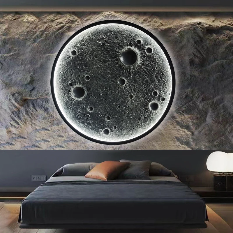 Modern 3D Moon Crater Led Wall Lamp Home Decor Living Room Background Lights Bedroom Lamparas Corridor Loft Bar Sconce Luminaire