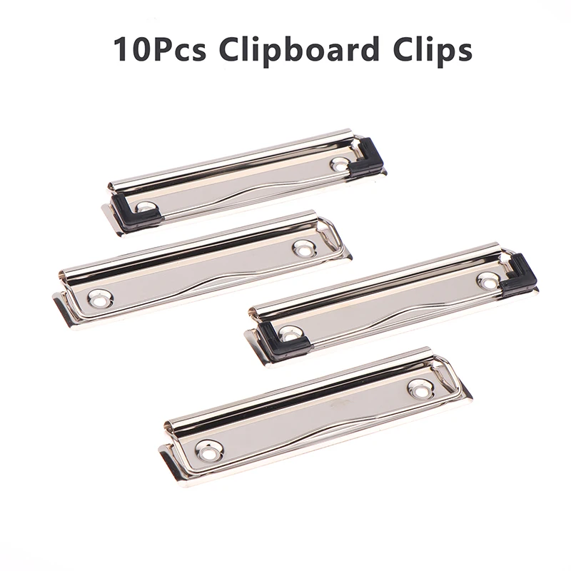

10Pcs Clipboard Clips Spring-Loaded File Folder Mountable Metal Clip Office School Hardboard Stationery Clamps Mini Binder