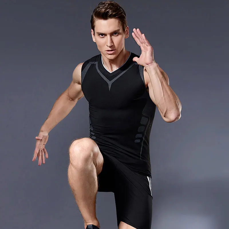 Eng anliegendes Kompressionsshirt für Herren, atmungsaktiv, schnell trocknend, Sport-Workout-Kleidung, T-Shirt für Basketball-Training, Laufen – Detail 2
