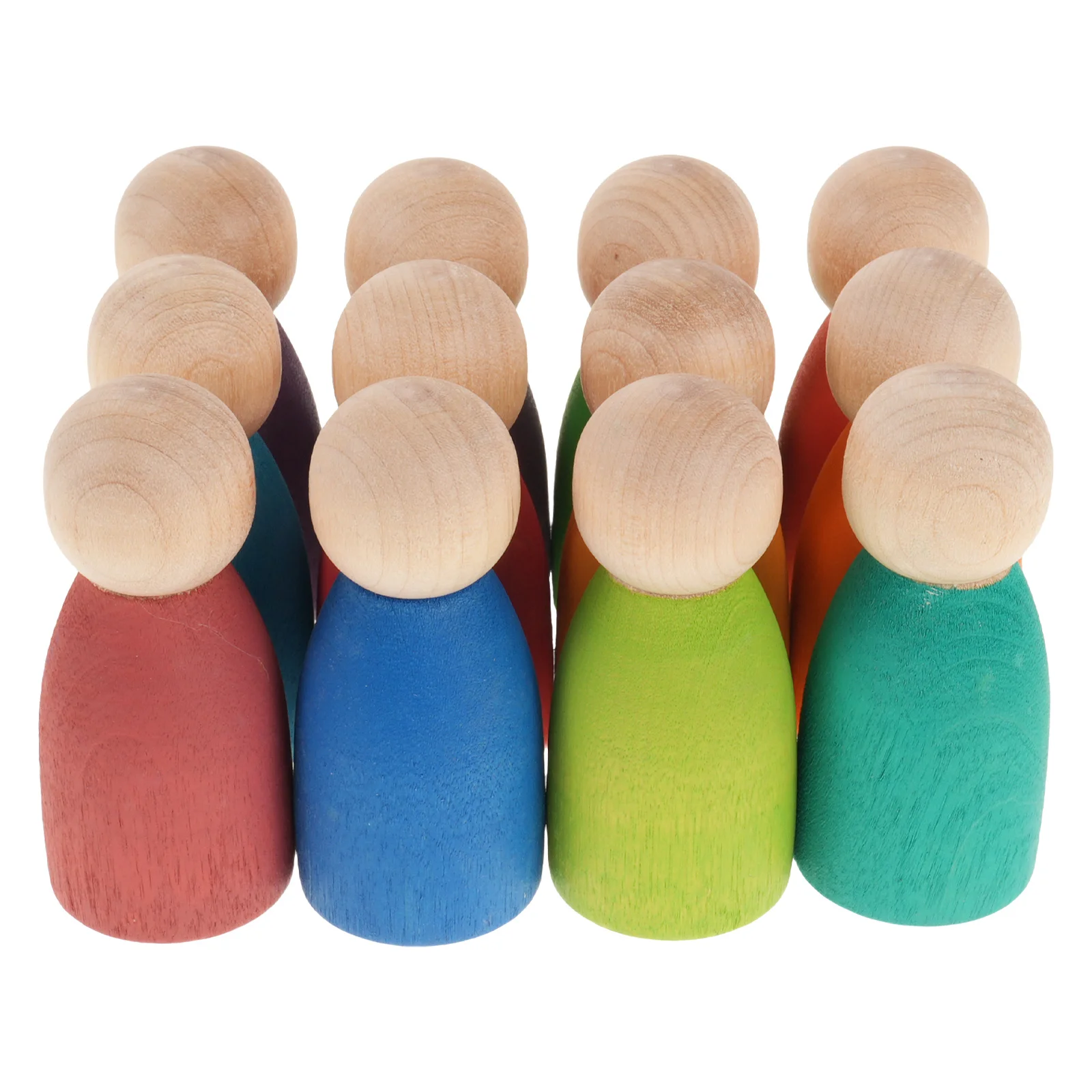 12 Stuks Houten Stapelen Voor Peuters Regenboog Kleur Sorteren Pinnen Montessori Bouwstenen Fijne Motoriek Voorschoolse Leren