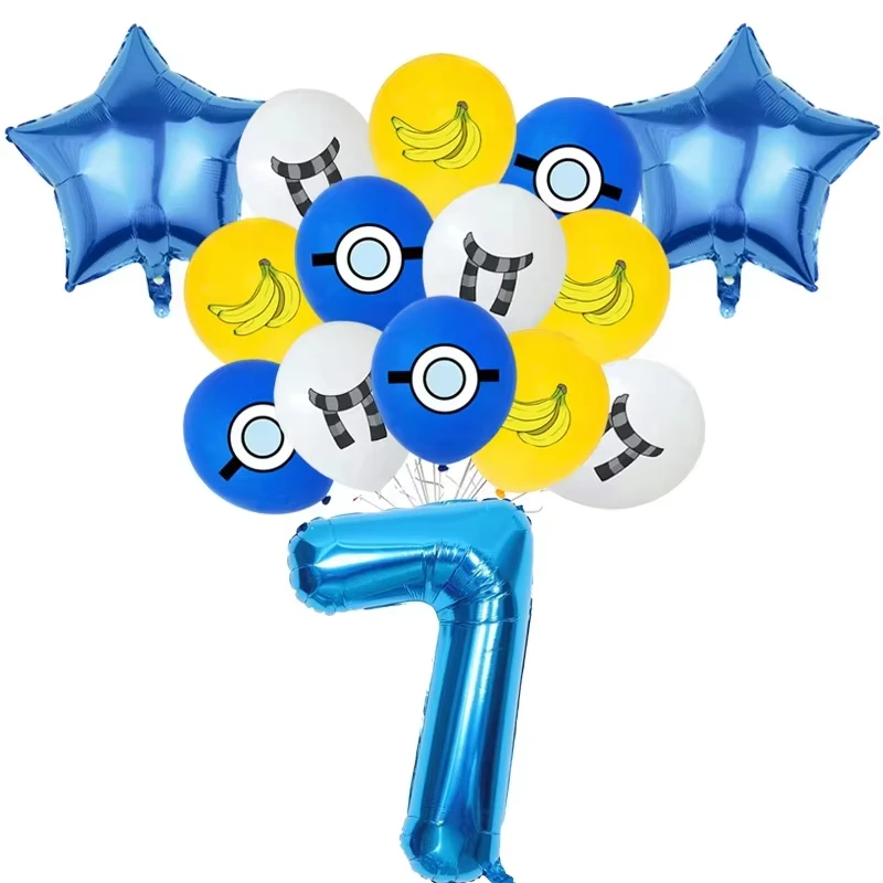 M&Miniones Geburtstagsballons, Partydekoration, gelbe Bananen-Teller, Becheraufsätze, Servietten, Tischdecke, Partyzubehör für Kinder, Babyparty – Detail 4