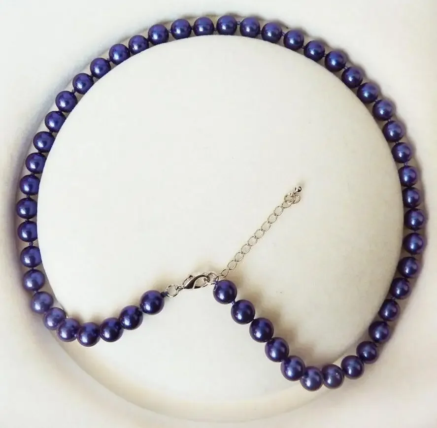 

Natural AAA+ 8mm royalblue color south sea shell pearl fashion necklace