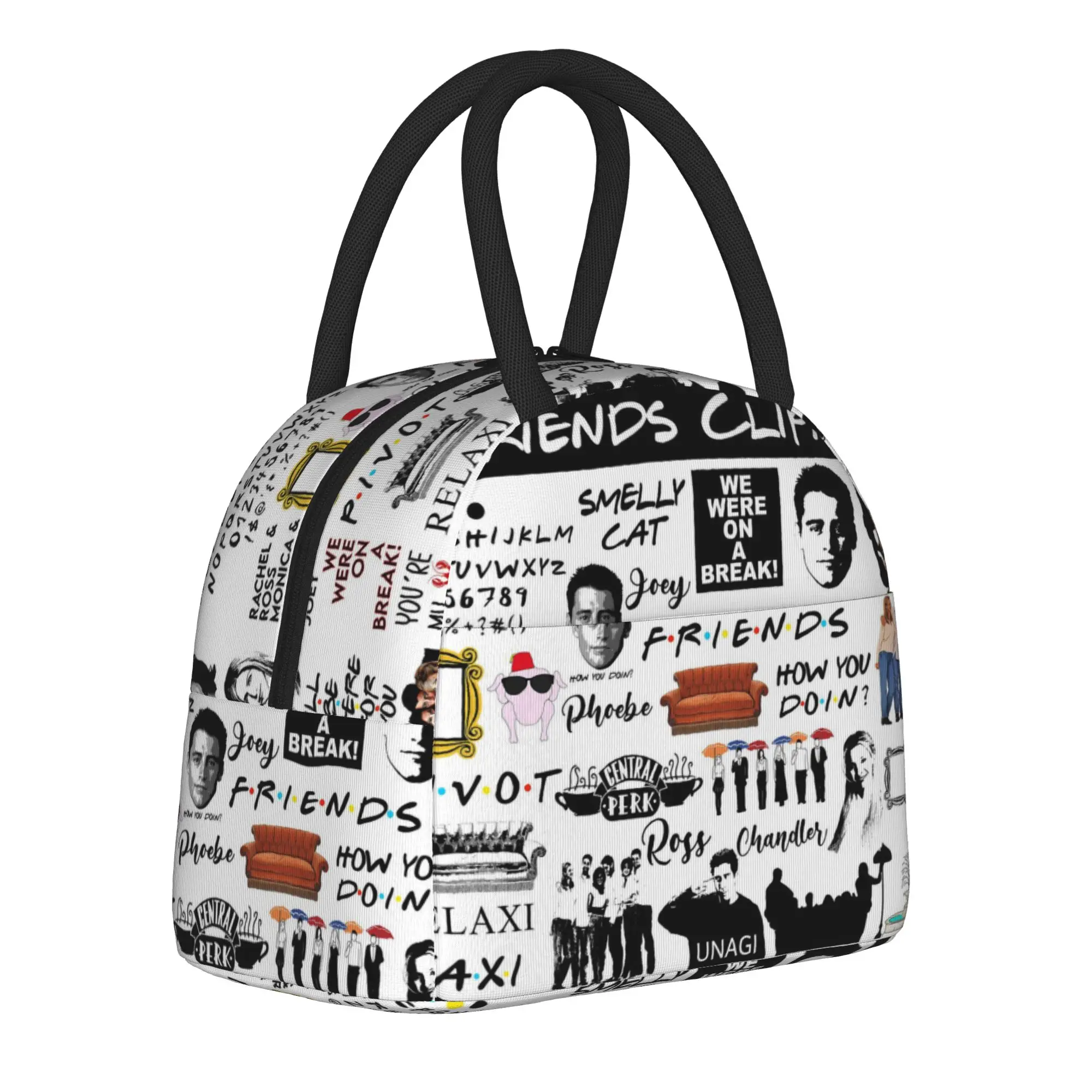

Friends TV Show Insulated Lunch Bag Large Cartoon American Meal Container Thermal Bag Tote Lunch Box Beach Picnic Food Bag