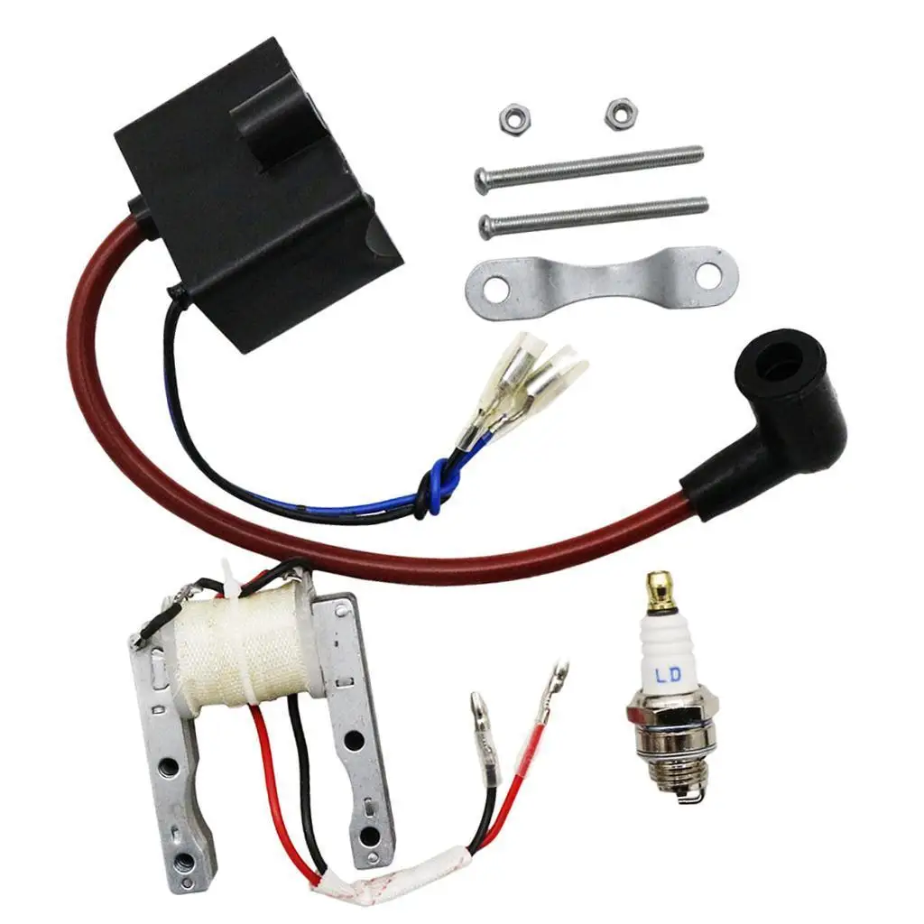 Motorcycle CDI Ignition Coil + Coil + Spark Plug for 49cc-80cc 2-Stroke Engine Motor Motorized Bike