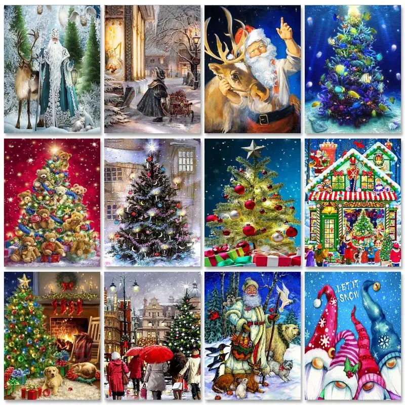 CHENISTORY Diy Diamond Painting With Frame Santa Clause Christmas Tree DIY Crafts Jewelry Mosaic Artwork Gift Cross Stitch