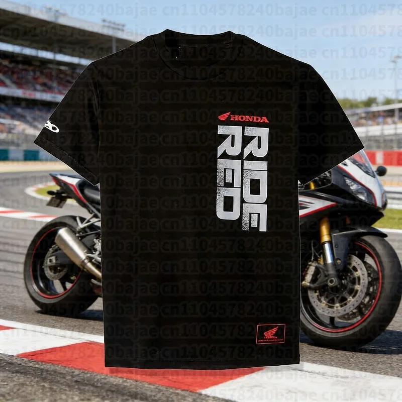 

2025-26 летняя модная рабочая одежда Honda Moto Honda с графическим рисунком, футболка из 100% хлопка с принтом, свободная повседневная удобная и дышащая
