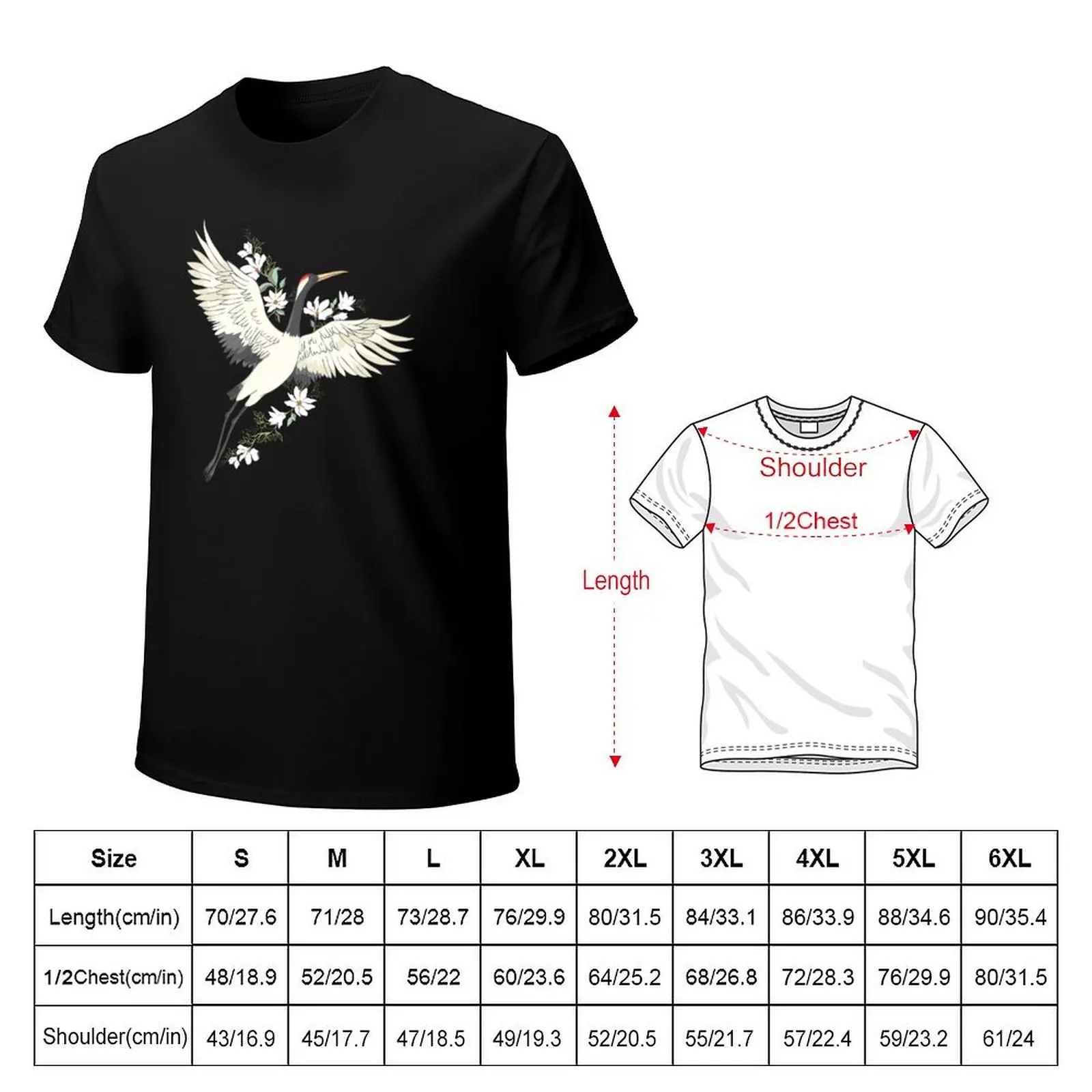 crane bird in flight, white crane bird flying, crane bird T-Shirt t shirt man casual T-Shirt