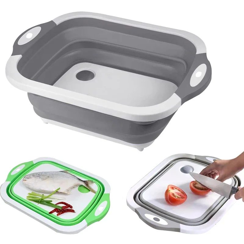 

Multi-functional Easy To Clean Chopping Board Foldable Kitchen Camping Portable Sink Dishwashing Basin Draining Basin