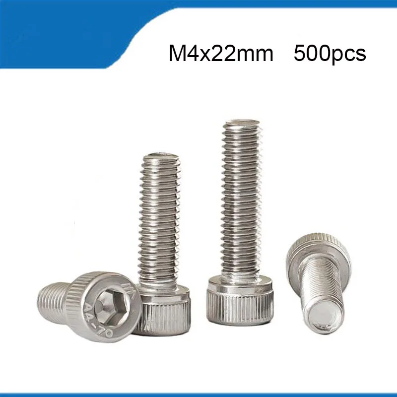 

Free Shipping 500pcs M4*22mm 304 Stainless Steel Hexagon Socket Head Cap Screw DIN912 Bolt Satinless M4 Bolts M4*22mm M4 Screws