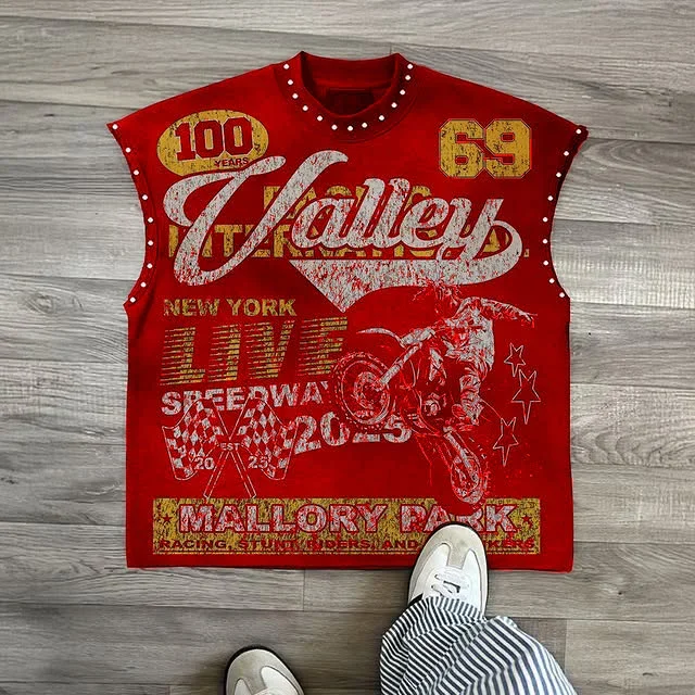 Y2K-Chaleco de cuello redondo con uñas de sauce Popular, camiseta Retro Punk Hip Hop de gran tamaño con estampado puro, camiseta clásica holgada sin mangas
