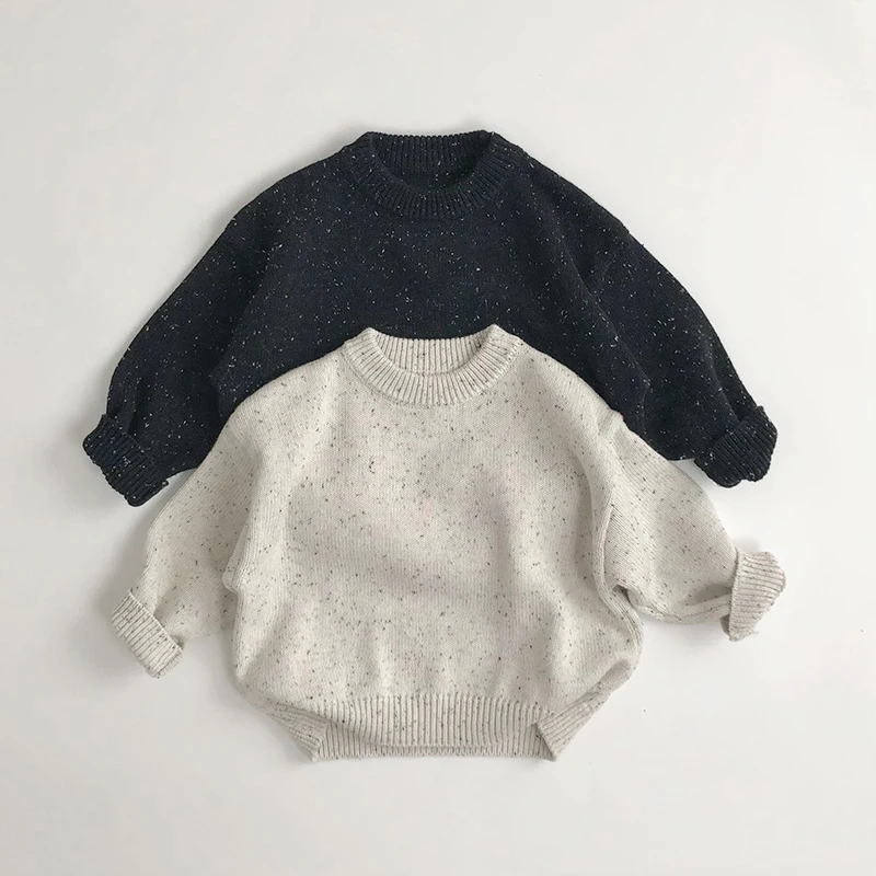 2026 New Korean Style Children's Sweater 1-6Y Autumn New Boys Loose Knitwear Girls Base O-Neck Pullover Kid's Outwear