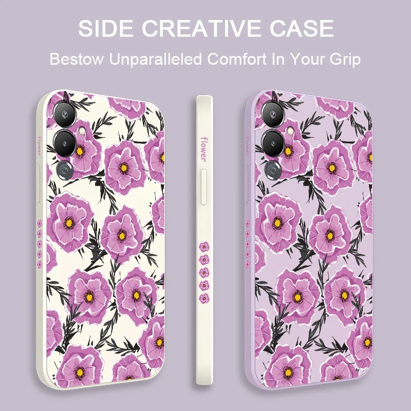 Graceful Pink Flowers Case For Infinix Tecno Pova 4 NEO 6 Pouvoir 4 Pro Soft Silicone Shockproof Bumper Back Phone Cover Fundas