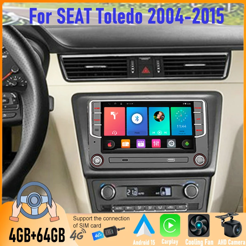 

7'' Android Car Radio For SEAT Toledo 2004-2015 6+128GB CarPlay Android Auto GPS Canbus Camera