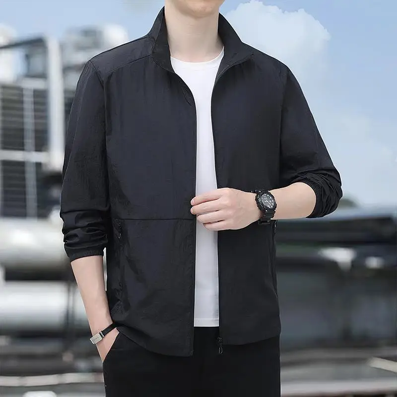 

Men's Summer Lightweight Anti-UV Ice Silk Casual Jaet Breathable Skin Windbreaker Qui Dry Single Layer Faion Urban Sle