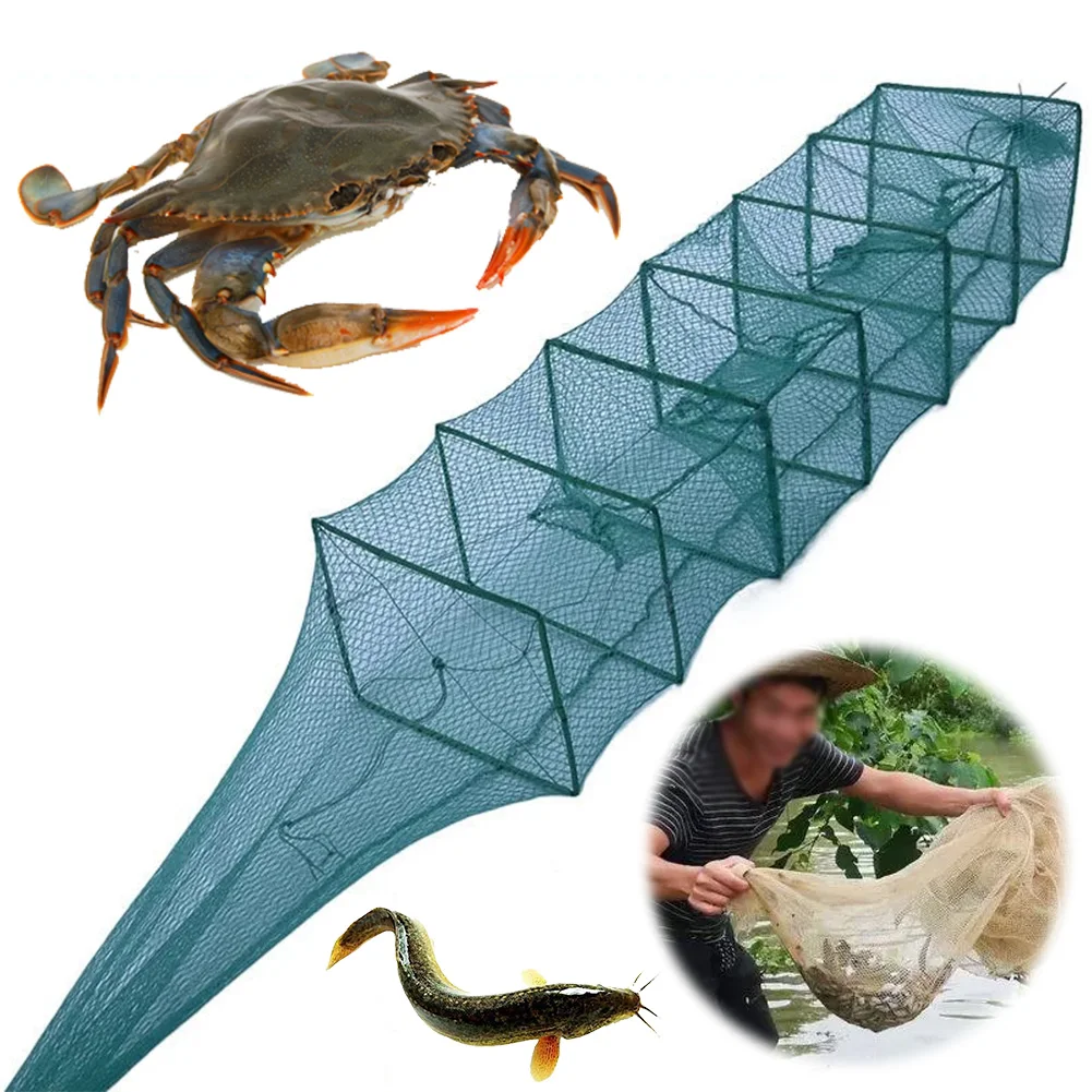 1.5M Crab Crayfish Lobster Catcher Foldable Shrimp Cage Fish Trap Net for Crab Crayfish Lobster Outdoor Fishing Gear