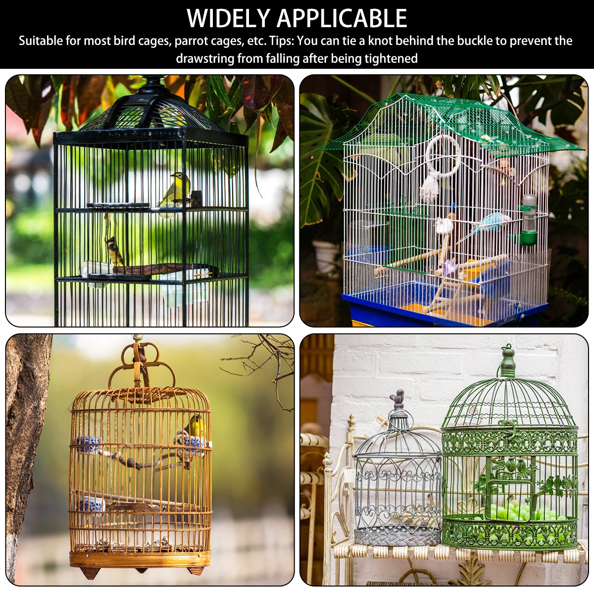 Bird Cage Cover Nylon Mesh Adjustable Bird Cage Seed Catcher Universal Birdcage Net Seed Feather Catcher Birdcage Cover Guard