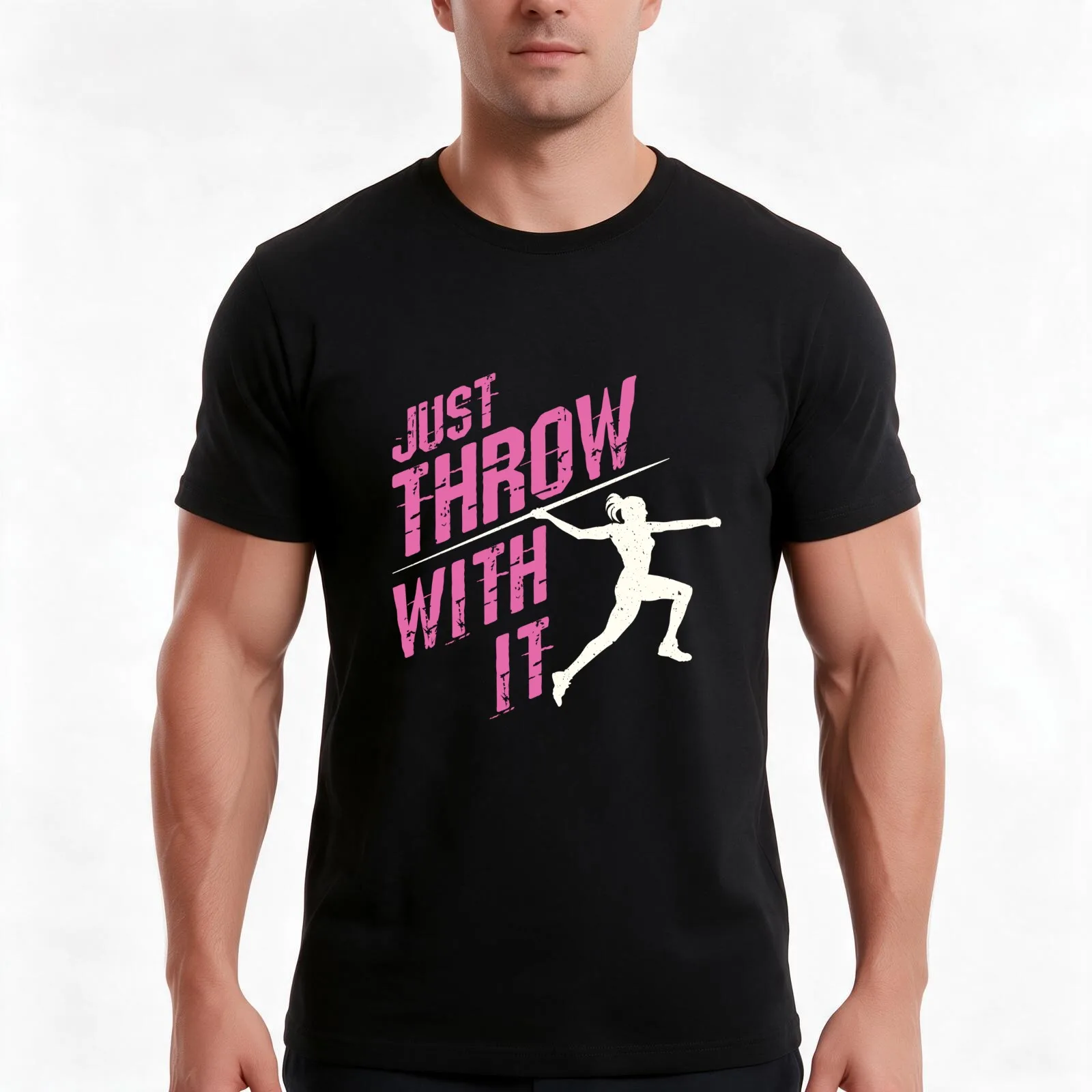 Just Throw With It Javelin Thrower Women T-Shirt, Summer Casual Cotton Tee, Oversized Streetwear Tops, Vintage Graphic Print