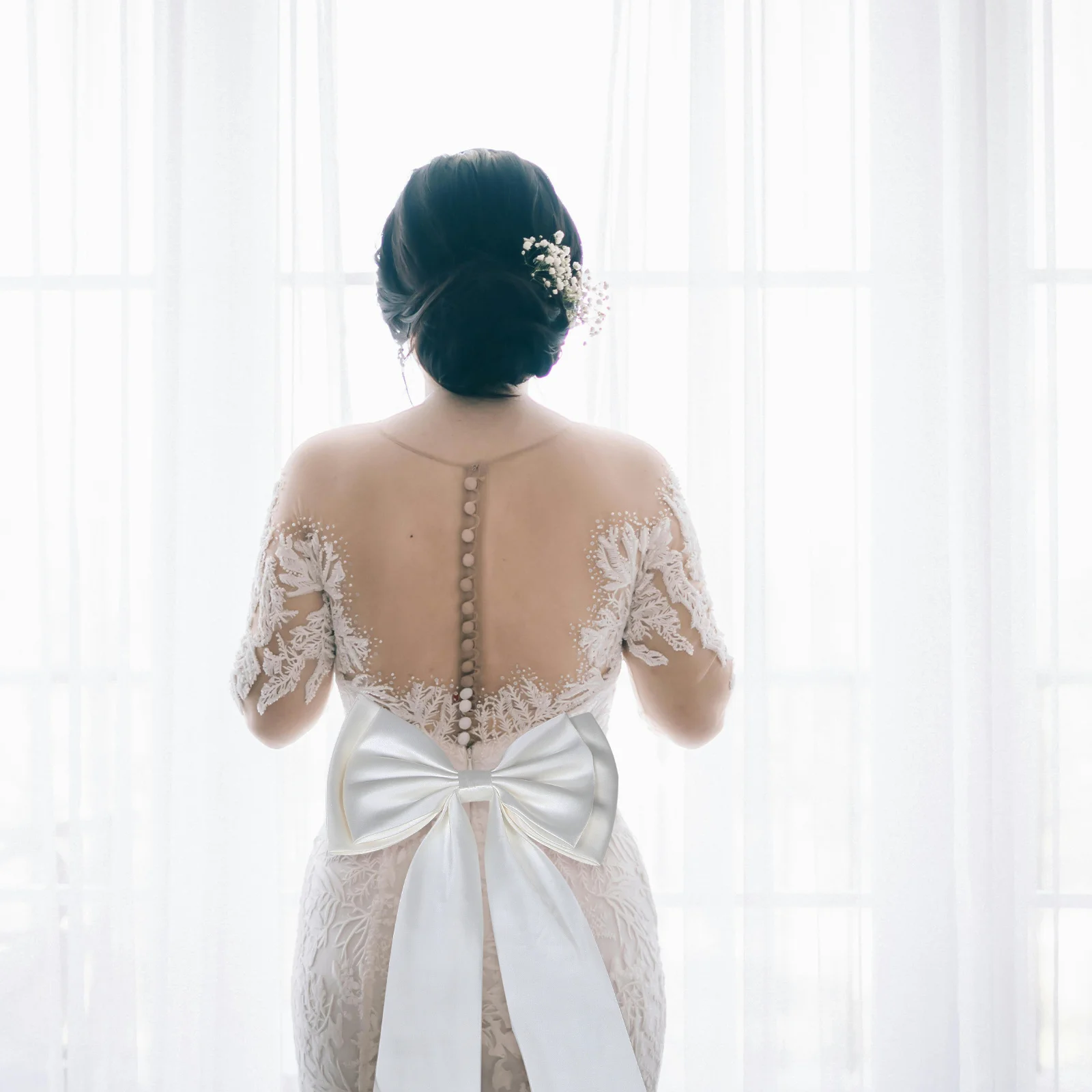 وشاح الخصر الزفاف كبير القوس القابل للانفصال شريط من الساتان الأبيض لثوب الزفاف القابل للإزالة Bowknot فستان مُصمم حسب الطلب للعرائس #4