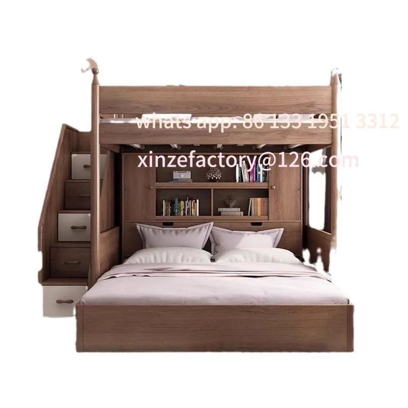 

Staggered upper and lower beds Dislocated high and low beds with desks, wardrobes, small apartments, empty elevated beds under t