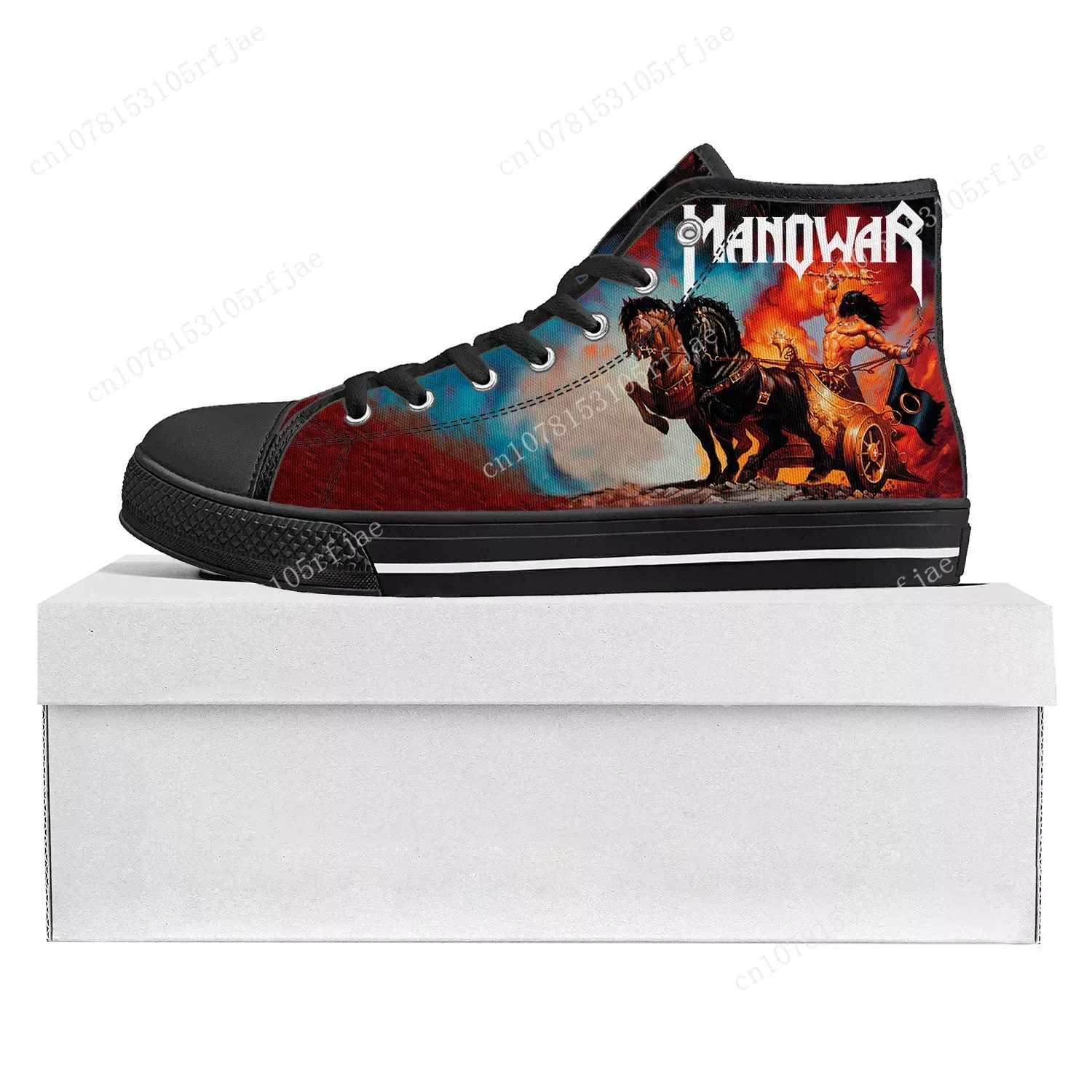 Manowar Band Hoge Top Hoge Kwaliteit Sneakers Heren Dames Tiener Canvas Aangepaste Sneaker Casual Paar Schoenen Op Maat Gemaakt Schoen