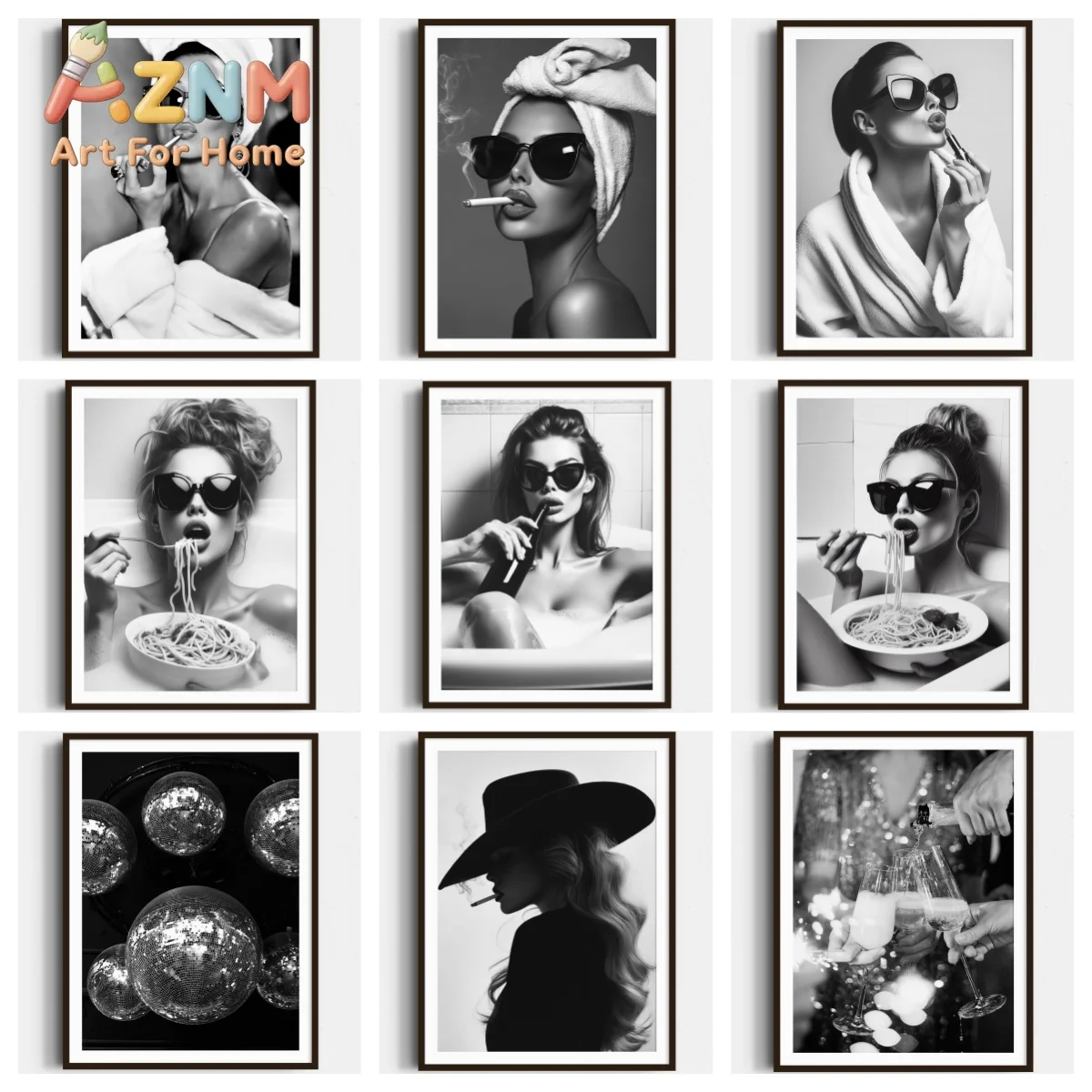 Fashion Glam Sexy Women Prints Poster Black and White Advanced Classic Luxury Canvas Painting Bathroom Home Decor-unframed