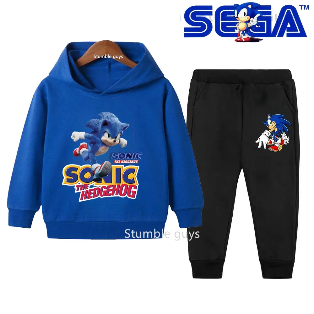 Kids Sonic Hoodie Set Autumn Winter Boys Clothes Girls Warm Casual Sweatshirt Trucksuit Street Cool Tee​