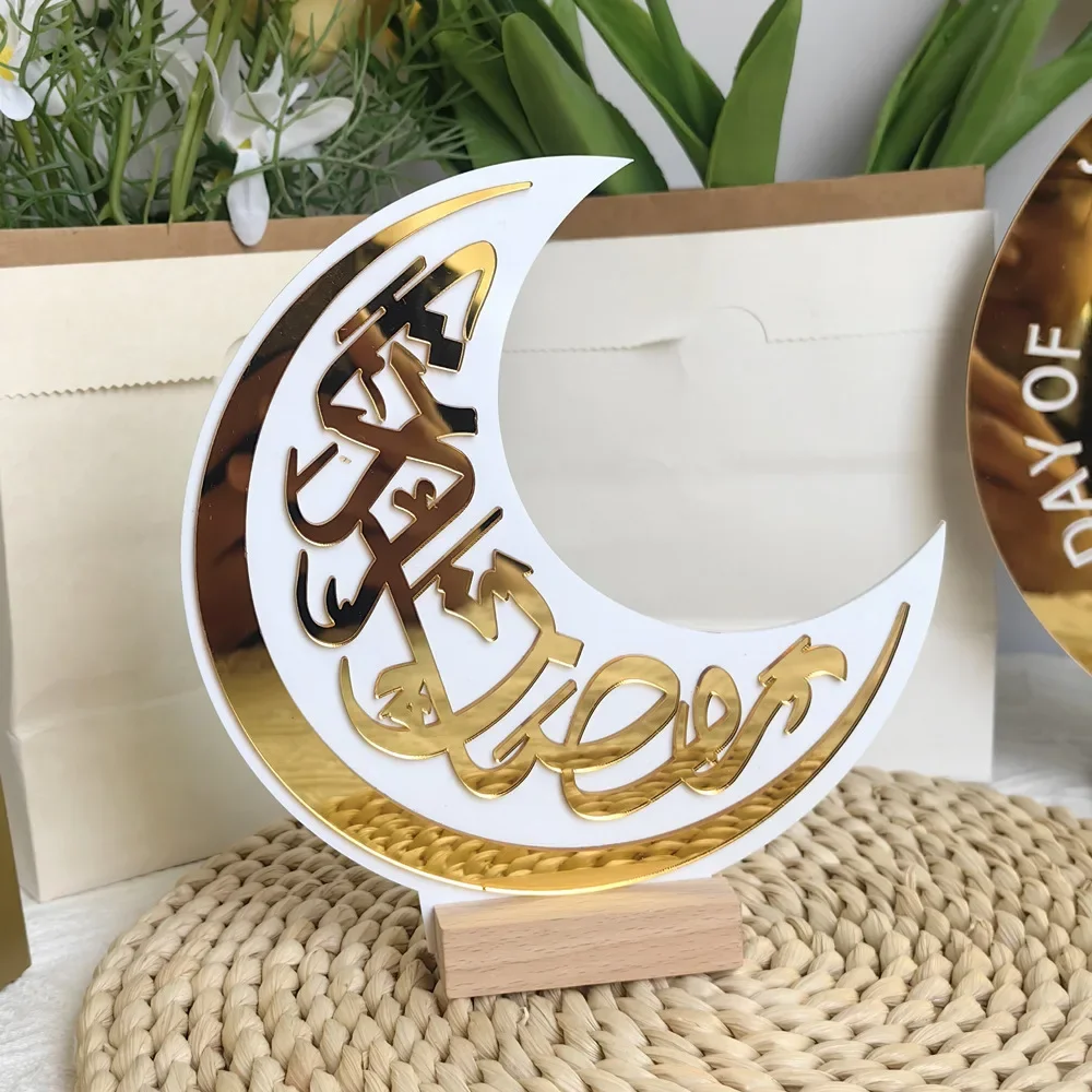 1 Stück Mond-Acryl-Spiegel, Tisch, Ethno-Stil, Festival-Dekoration, Heimdekoration, Desktop-Ornamente, Ramadan-Dekoration, Eid-Dekor