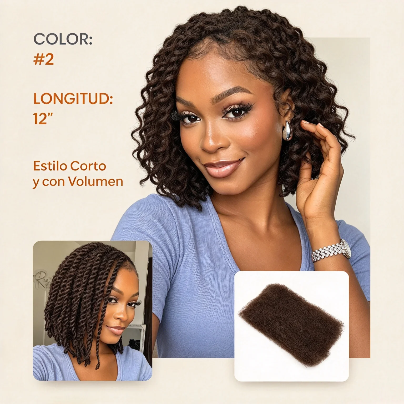50G Afro Kinky Curly Bulk Human Hair Real Hair Braiding Extensions For Dreadlocks Handmade Loc Styling, Natural Black Dyeable