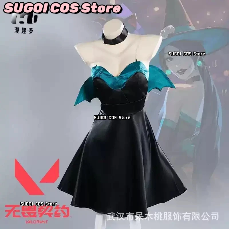 Хэллоуин Шалфей Косплей Игра Valorant Костюм Бандо женское Платье + Шляпа Ведьмы Комплект Аниме Шалфей Ролевая Игра 3XL Готическая Юбка Лолиты
