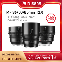 7artisans 35mm 50mm 85mm T2.0 Manual Focus Full Frame Cine Spectrum Lenses For Sony E FX3 Leica TL SIGMA FP Nikon Z5 Canon EOS-R