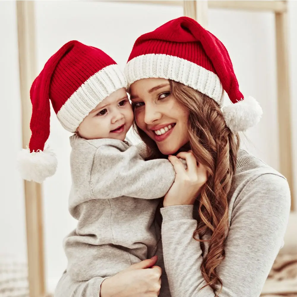 

Unique Warm Solid Colors Minority Knit Children Baby Bonnet Christmas Parent-child Hat Plush Ball Korean Style Beanie