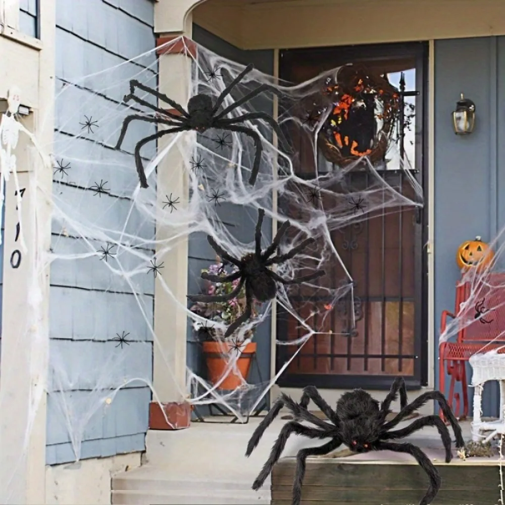 5PCS 30(s)/75cm(L) Black Spider Halloween Decoration Haunted House Prop Indoor Outdoor