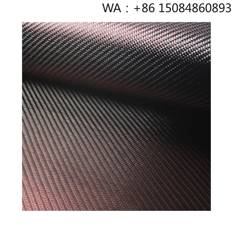 Red Metallic Thread Carbon Fiber Fabric, premium filament woven cloth with metallic yarn for high-end decorative composite modif