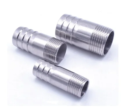 SS304 BSP Male Hose Barb Barrel Nipple Coupler 1/8