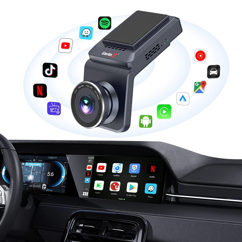 Carlinkit HD Ai Dashcam Android 1080P Wireless Carplay Built-in GPS Android Auto Dashcam DVR driving Record dash cam ai box