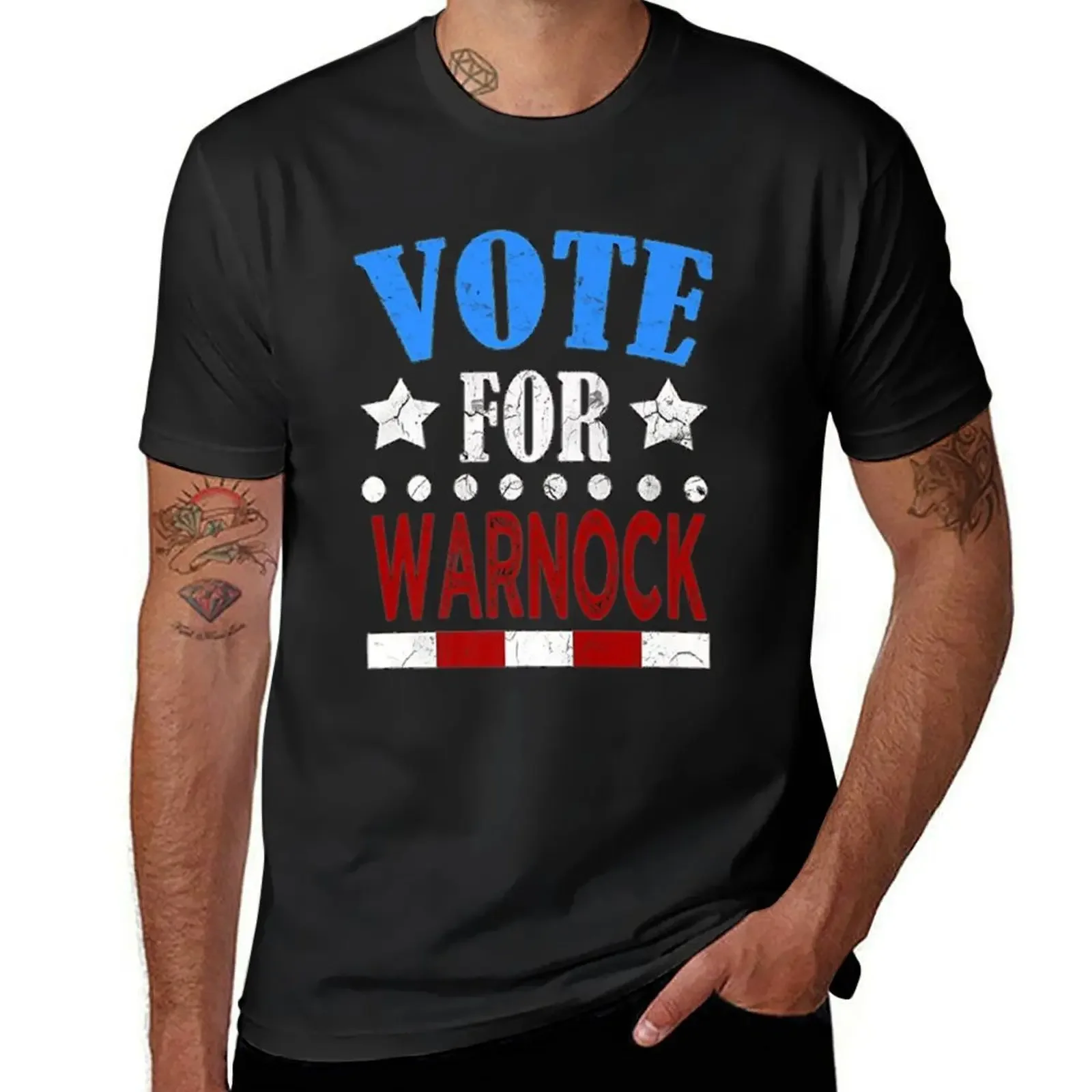 Vote Warnock 2020 T-Shirt Luxury man valentines boutique clothes plus size tops funny gifts mens t shirts casual stylish