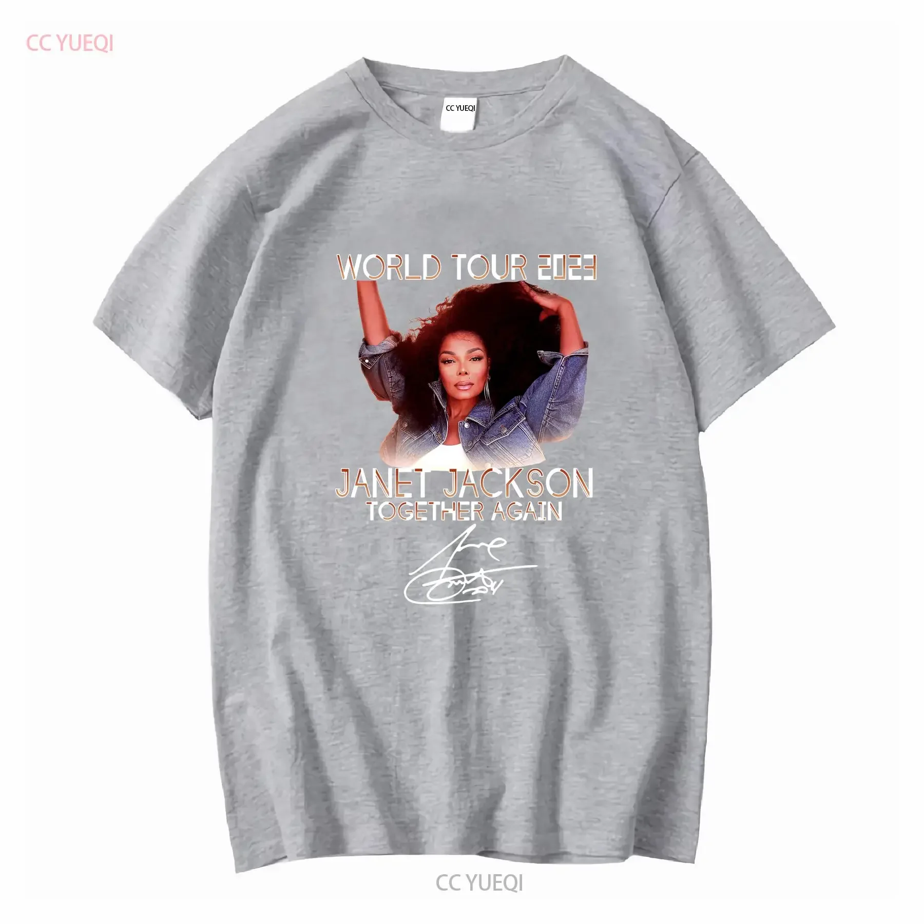 Nice world Janet Jackson Together again signature shirt Funny S 4Xl F long sleeves vintage Washed Slightly Casual homme Soft view 4