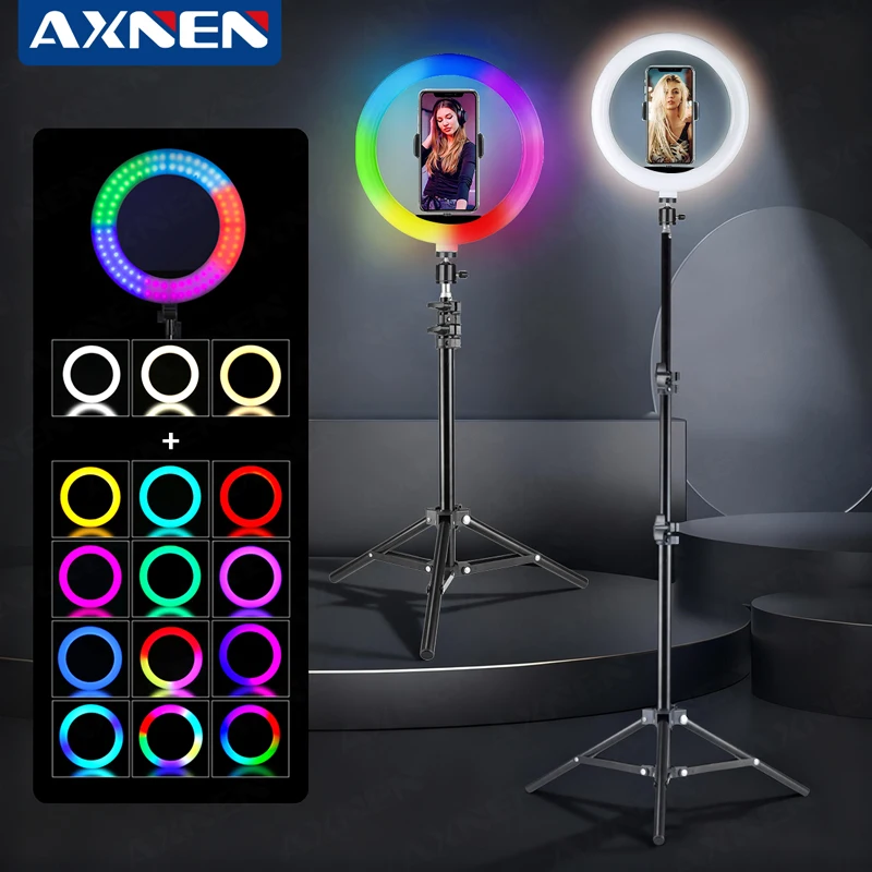 Selfie Ring Light 26cm RGB Fill LED Ring Light With Remote Control Holder for Smartphone Mobile Video Live Photographic Lighting
